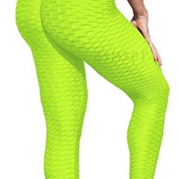 Lime Green High Waist Leggings for Women - Picture 8 of 8